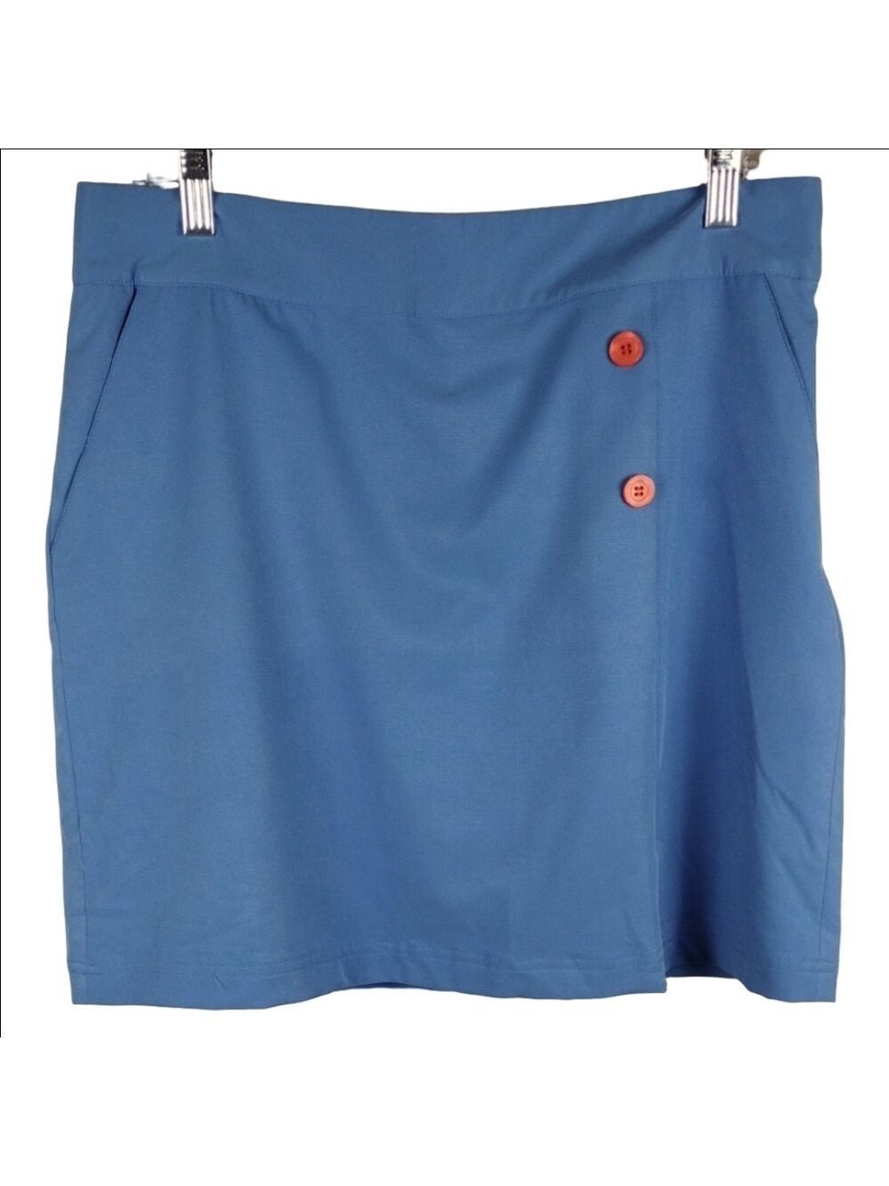 Sport Haley Vintage Blue Orange Button Zipper Side Mini Pencil Skirt Skorts